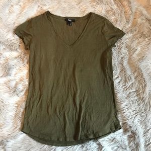 Paige Short Sleeve dark green  V Neck Tee XSMALL